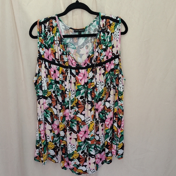 Lane Bryant Tops - Lane Bryant Pink and Green Floral Blouse